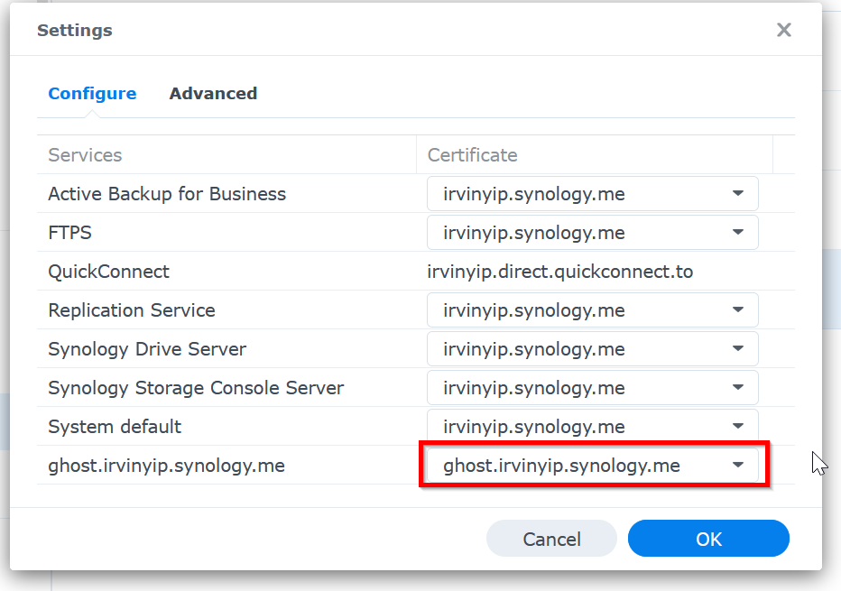 Ghost on Synology